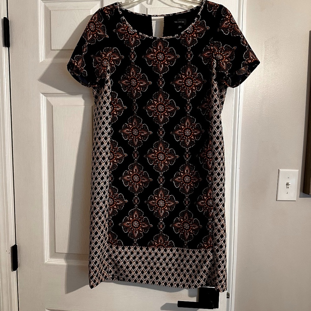 Navy and rust color,  Shift dress, size small